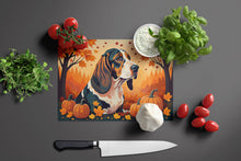 Load image into Gallery viewer, Basset Hound Fall Glass Cutting Boards – Durable, Decorative Kitchen Art Large