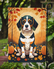 Load image into Gallery viewer, Beagle Fall Garden Flag – Dog Surrounded by Pumpkins &amp; Autumn Leaves