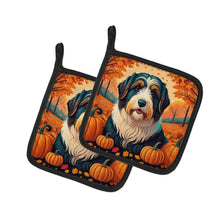 Load image into Gallery viewer, Bearded Collie Fall Pot Holders - Set of 2 Decorative Kitchen Helpers | Made in the USA