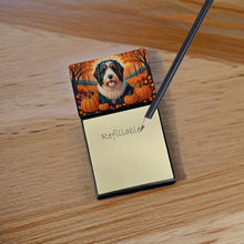 Load image into Gallery viewer, Bearded Collie Fall Sticky Note Holder- Refiilable Desk Accessory Note Pad