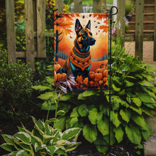 Load image into Gallery viewer, Belgian Malinois Fall Garden Flag – Dog Surrounded by Pumpkins &amp; Autumn Leaves