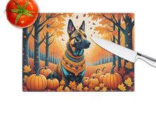 Load image into Gallery viewer, Belgian Malinois Fall Glass Cutting Boards – Durable, Decorative Kitchen Art Large