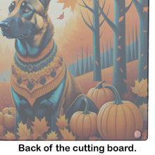 Load image into Gallery viewer, Belgian Malinois Fall Glass Cutting Boards – Durable, Decorative Kitchen Art Large