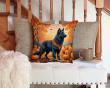 Load image into Gallery viewer, Belgian Sheepdog Fall Throw Pillow - 14x14 Decorative Pillow – Art for Your Home &amp; Patio