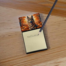 Load image into Gallery viewer, Belgian Tervuren Fall Sticky Note Holder- Refiilable Desk Accessory Note Pad