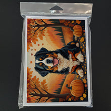 Load image into Gallery viewer, Bernese Mountain Dog Fall Greeting Cards -  Blank Note Cards – 8-Pack of Artist-Designed Cards with Envelopes