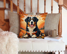 Load image into Gallery viewer, Bernese Mountain Dog Fall Throw Pillow - 14x14 Decorative Pillow – Art for Your Home &amp; Patio