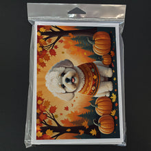 Load image into Gallery viewer, Bichon Frise Fall Greeting Cards -  Blank Note Cards – 8-Pack of Artist-Designed Cards with Envelopes