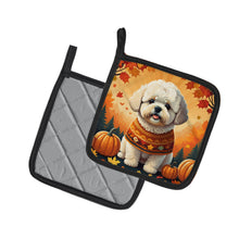 Load image into Gallery viewer, Bichon Frise Fall Pot Holders - Set of 2 Decorative Kitchen Helpers | Made in the USA