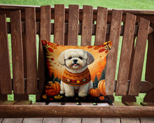 Load image into Gallery viewer, Bichon Frise Fall Throw Pillow - 14x14 Decorative Pillow – Art for Your Home &amp; Patio