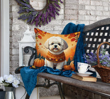 Load image into Gallery viewer, Bichon Frise Fall Fabric Decorative Pillow