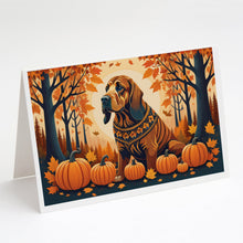 Load image into Gallery viewer, Bloodhound Fall Greeting Cards -  Blank Note Cards – 8-Pack of Artist-Designed Cards with Envelopes