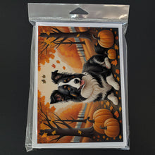 Load image into Gallery viewer, Border Collie Fall Greeting Cards -  Blank Note Cards – 8-Pack of Artist-Designed Cards with Envelopes