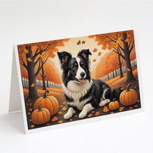 Load image into Gallery viewer, Border Collie Fall Greeting Cards -  Blank Note Cards – 8-Pack of Artist-Designed Cards with Envelopes