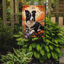 Load image into Gallery viewer, Border Collie Fall Garden Flag – Dog Surrounded by Pumpkins &amp; Autumn Leaves