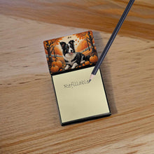 Load image into Gallery viewer, Border Collie Fall Sticky Note Holder- Refiilable Desk Accessory Note Pad
