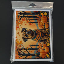 Load image into Gallery viewer, Border Terrier Fall Greeting Cards -  Blank Note Cards – 8-Pack of Artist-Designed Cards with Envelopes