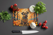 Load image into Gallery viewer, Border Terrier Fall Glass Cutting Boards – Durable, Decorative Kitchen Art Large
