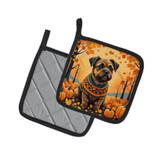 Load image into Gallery viewer, Border Terrier Fall Pot Holders - Set of 2 Decorative Kitchen Helpers | Made in the USA