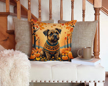 Load image into Gallery viewer, Border Terrier Fall Throw Pillow - 14x14 Decorative Pillow – Art for Your Home &amp; Patio