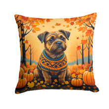 Load image into Gallery viewer, Border Terrier Fall Throw Pillow - 14x14 Decorative Pillow – Art for Your Home &amp; Patio