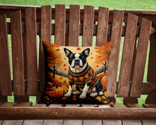 Load image into Gallery viewer, Boston Terrier Fall Throw Pillow - 14x14 Decorative Pillow – Art for Your Home &amp; Patio