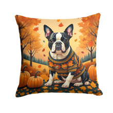 Load image into Gallery viewer, Boston Terrier Fall Throw Pillow - 14x14 Decorative Pillow – Art for Your Home &amp; Patio