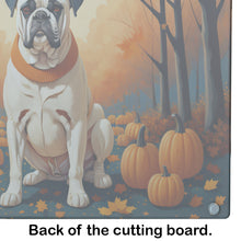 Load image into Gallery viewer, White Boxer Fall Glass Cutting Boards – Durable, Decorative Kitchen Art Large