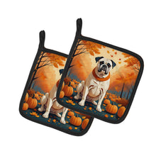 Load image into Gallery viewer, White Boxer Fall Pot Holders - Set of 2 Decorative Kitchen Helpers | Made in the USA