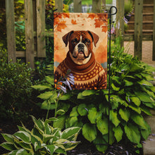 Load image into Gallery viewer, Boxer Fall Garden Flag – Dog Surrounded by Pumpkins &amp; Autumn Leaves