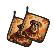 Load image into Gallery viewer, Boxer Fall Pot Holders - Set of 2 Decorative Kitchen Helpers | Made in the USA
