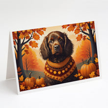 Load image into Gallery viewer, Boykin Spaniel Fall Greeting Cards -  Blank Note Cards – 8-Pack of Artist-Designed Cards with Envelopes