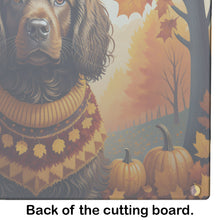 Load image into Gallery viewer, Boykin Spaniel Fall Glass Cutting Boards – Durable, Decorative Kitchen Art Large