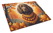 Load image into Gallery viewer, Boykin Spaniel Fall Glass Cutting Boards – Durable, Decorative Kitchen Art Large