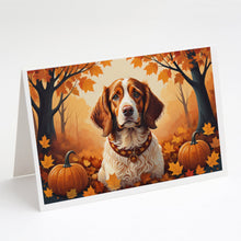 Load image into Gallery viewer, Brittany Spaniel Fall Greeting Cards -  Blank Note Cards – 8-Pack of Artist-Designed Cards with Envelopes
