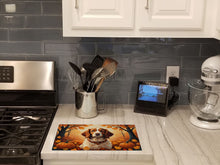 Load image into Gallery viewer, Brittany Spaniel Fall Glass Cutting Boards – Durable, Decorative Kitchen Art Large