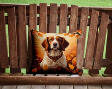 Load image into Gallery viewer, Brittany Spaniel Fall Throw Pillow - 14x14 Decorative Pillow – Art for Your Home &amp; Patio