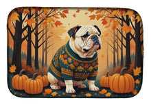 Load image into Gallery viewer, White English Bulldog Fall Dish Drying Mat