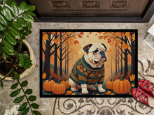Load image into Gallery viewer, White English Bulldog Fall Doormat - 24x36 Decorative Floor Mat – Indoor/Outdoor Rug with Artistic Flair