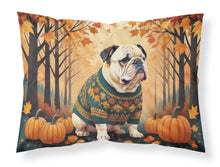 Load image into Gallery viewer, White English Bulldog Fall Fabric Standard Pillowcase – Artistic Decorative Front, White Back