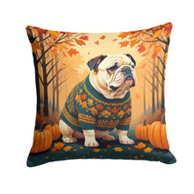 Load image into Gallery viewer, White English Bulldog Fall Throw Pillow - 14x14 Decorative Pillow – Art for Your Home &amp; Patio