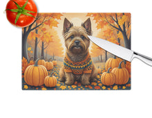 Load image into Gallery viewer, Cairn Terrier Fall Glass Cutting Boards – Durable, Decorative Kitchen Art Large
