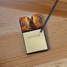 Load image into Gallery viewer, Cairn Terrier Fall Sticky Note Holder- Refiilable Desk Accessory Note Pad