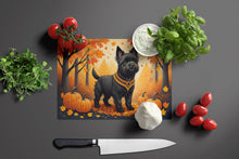 Load image into Gallery viewer, Black Cairn Terrier Fall Glass Cutting Boards – Durable, Decorative Kitchen Art Large
