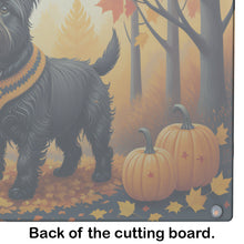 Load image into Gallery viewer, Black Cairn Terrier Fall Glass Cutting Boards – Durable, Decorative Kitchen Art Large