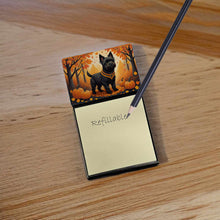 Load image into Gallery viewer, Black Cairn Terrier Fall Sticky Note Holder- Refiilable Desk Accessory Note Pad