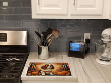 Load image into Gallery viewer, Cavalier Spaniel Fall Glass Cutting Boards – Durable, Decorative Kitchen Art Large