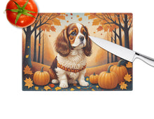Load image into Gallery viewer, Cavalier Spaniel Fall Glass Cutting Boards – Durable, Decorative Kitchen Art Large
