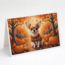 Load image into Gallery viewer, Chihuahua Fall Greeting Cards -  Blank Note Cards – 8-Pack of Artist-Designed Cards with Envelopes