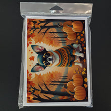 Load image into Gallery viewer, Tricolor Chihuahua Fall Greeting Cards -  Blank Note Cards – 8-Pack of Artist-Designed Cards with Envelopes